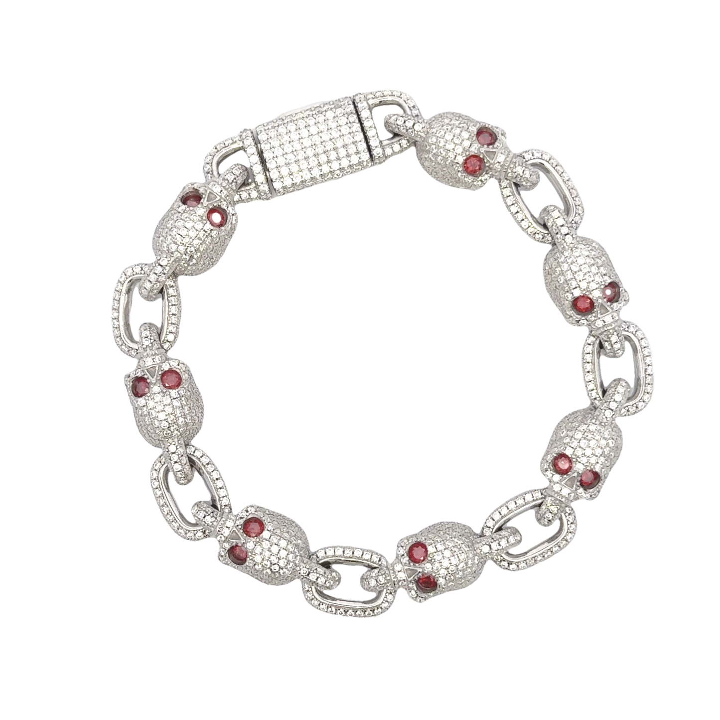 Alligator Jesus MOISSANITE RUBY SKULLS BRACELET 