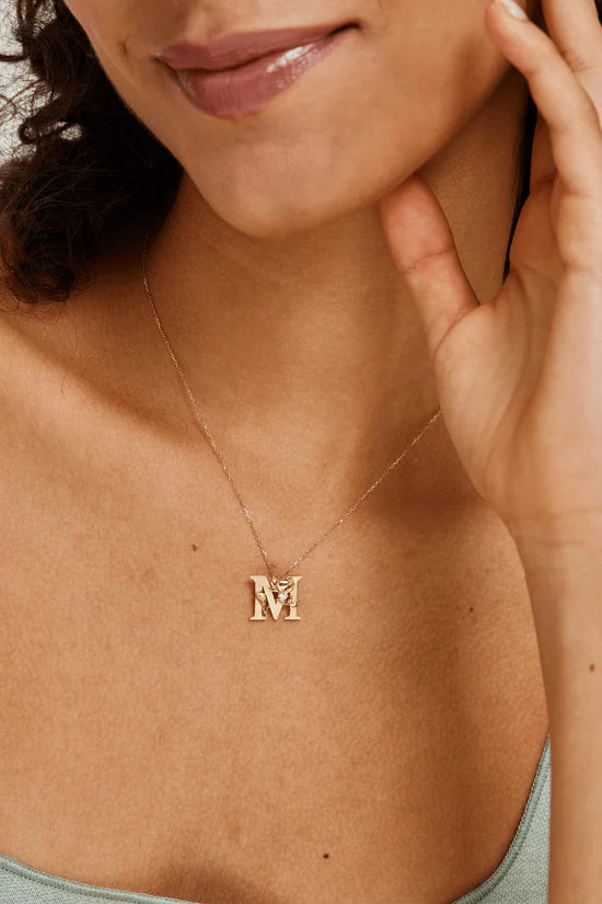 Alligator Jesus Flower Fables Diamond Gold Letter M Pendant