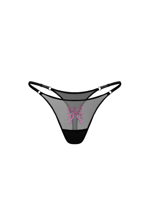 BUTTERFLY BLACK THONG