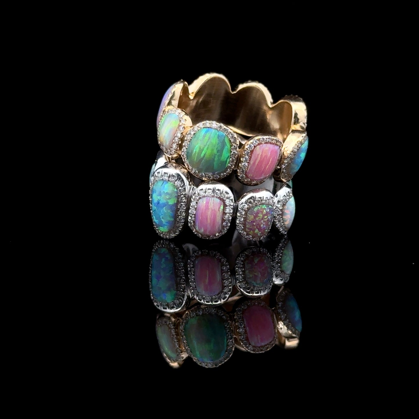 Diamond & Opal Gold Grillz Rings