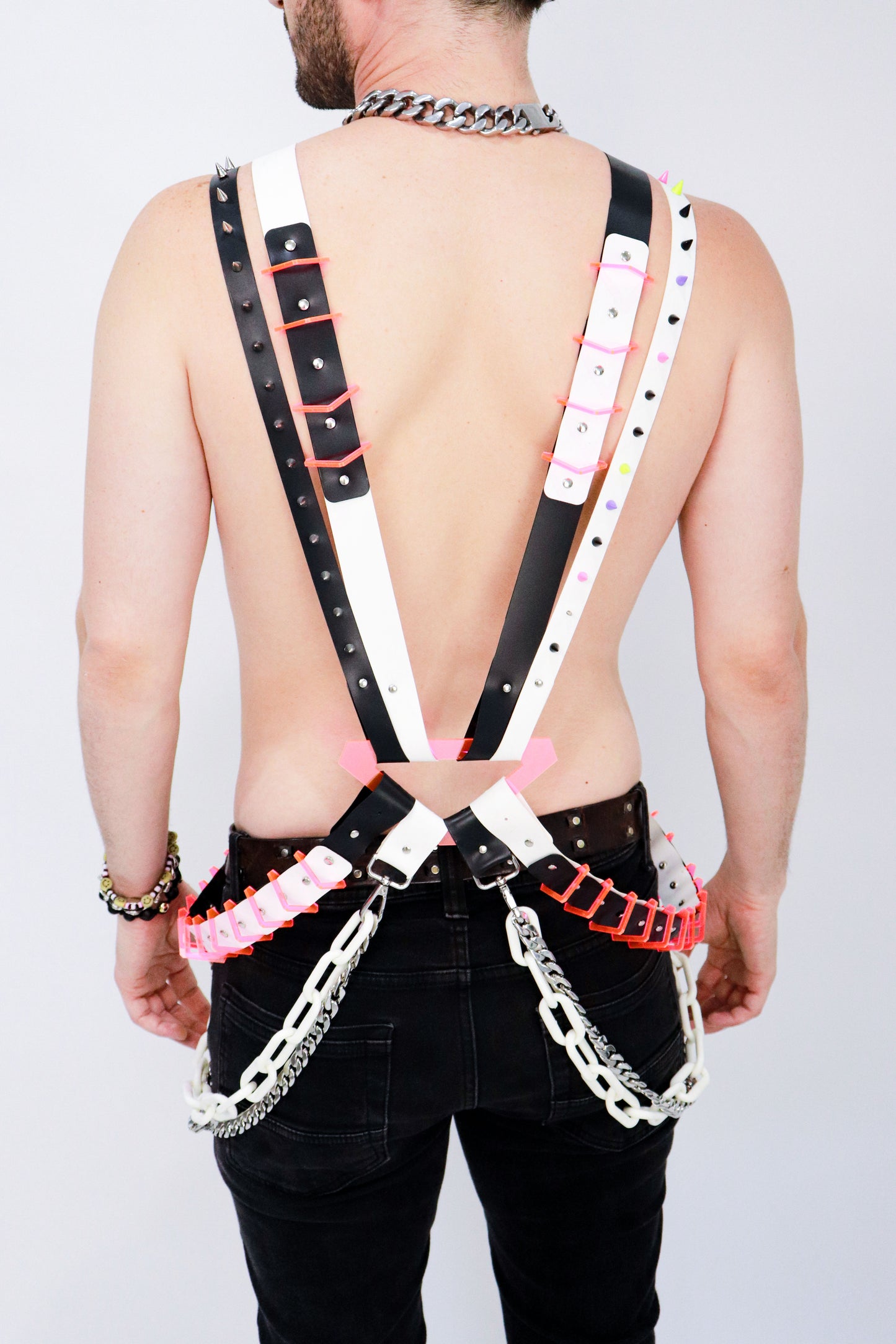 WHT,BLK&PNK UNISEX CYBER HARNESS