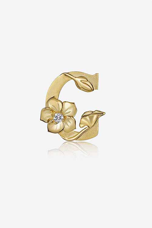 Diamond Flower Fable "G" Yellow Gold Pendant