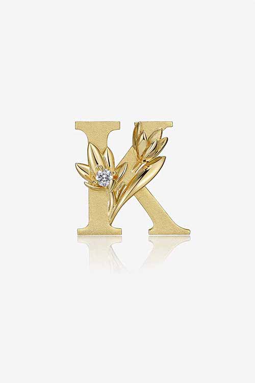 Diamond Flower Fable "K" Yellow Gold Pendant