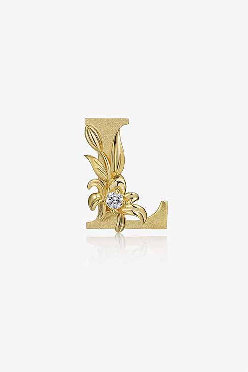 Diamond Flower Fable "L" Yellow Gold Pendant