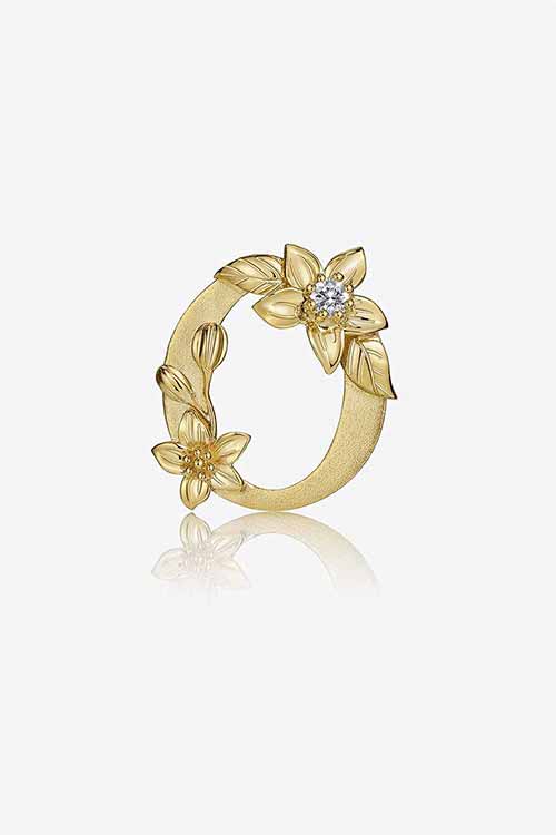 Diamond Flower Fable "O" Yellow Gold Pendant