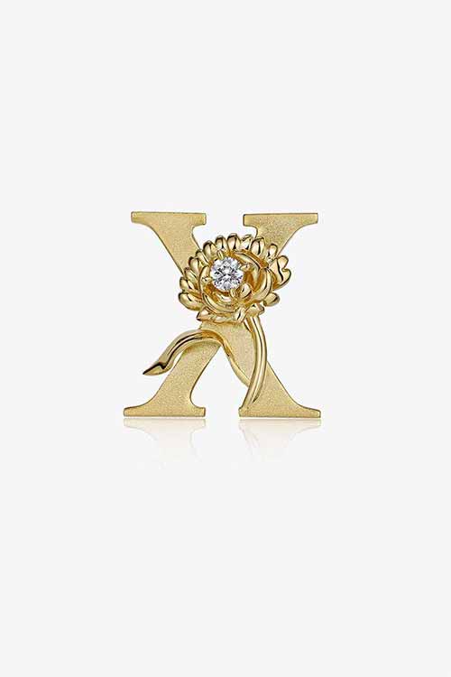 Diamond Flower Fable "X" Yellow Gold Pendant