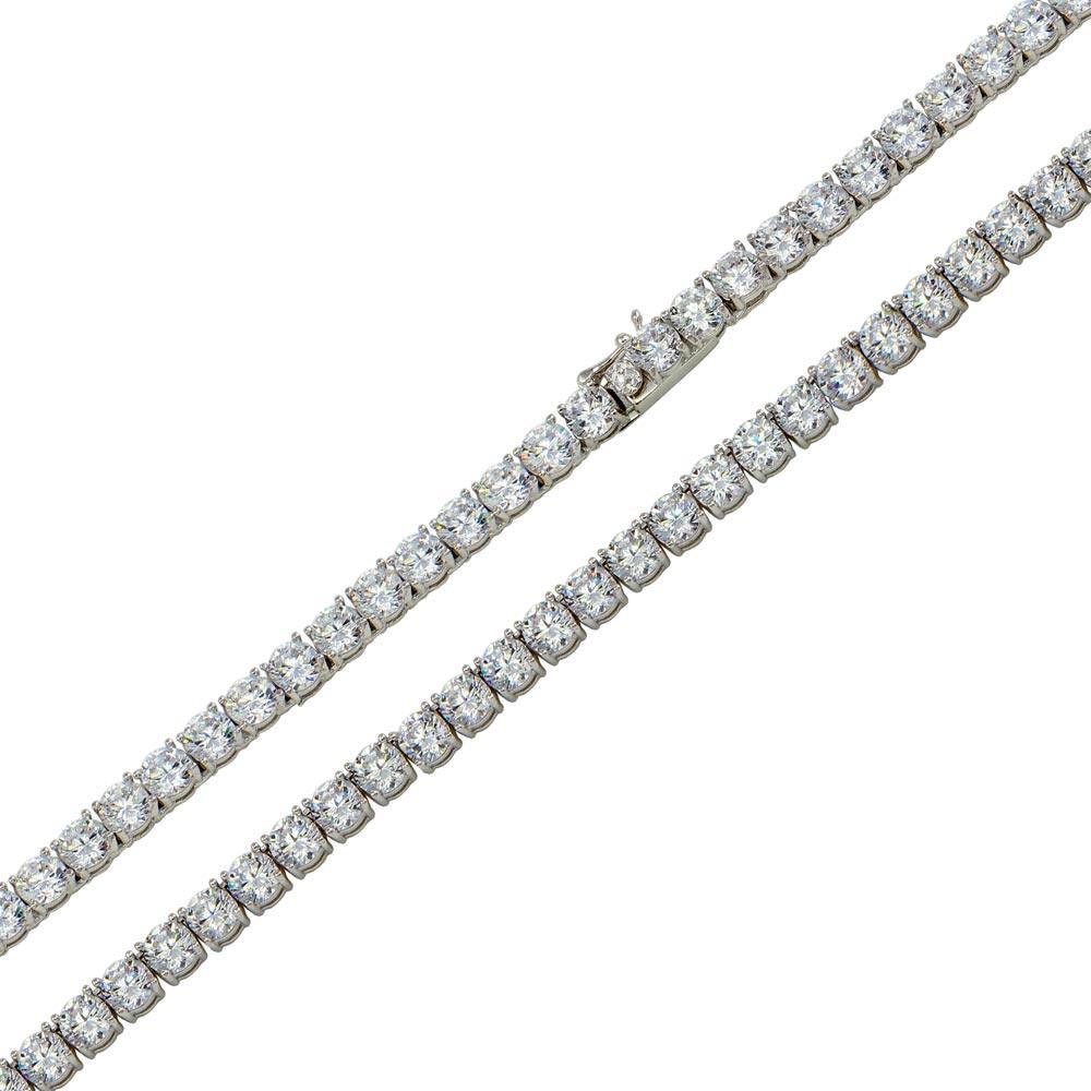 Silver Moissanite Stone 4mm Tennis Necklace