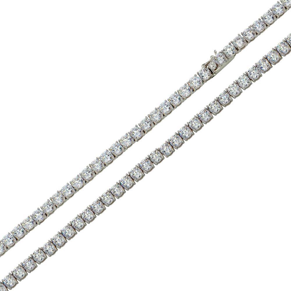 Silver Moissanite Stone 3mm Tennis Necklace