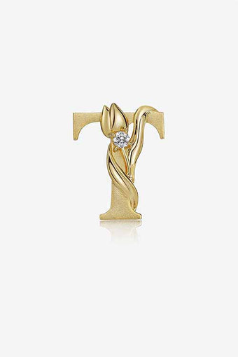 Alligator Jesus Flower Fables Diamond Gold Letter T Pendant