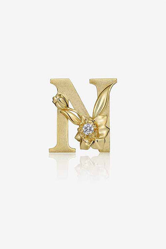 Alligator Jesus Flower Fables Diamond Gold Letter N Pendant