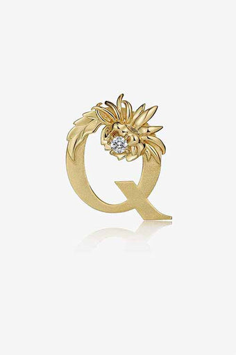 Alligator Jesus Flower Fables Diamond Gold Letter Q Pendant