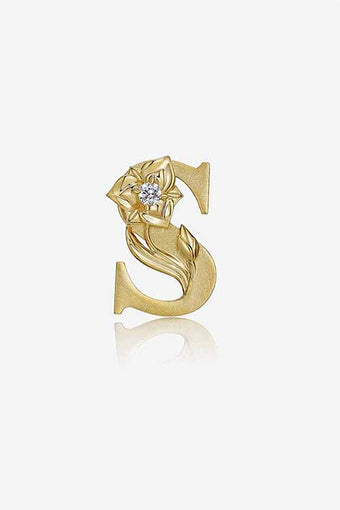 Alligator Jesus Flower Fables Diamond Gold Letter S Pendant