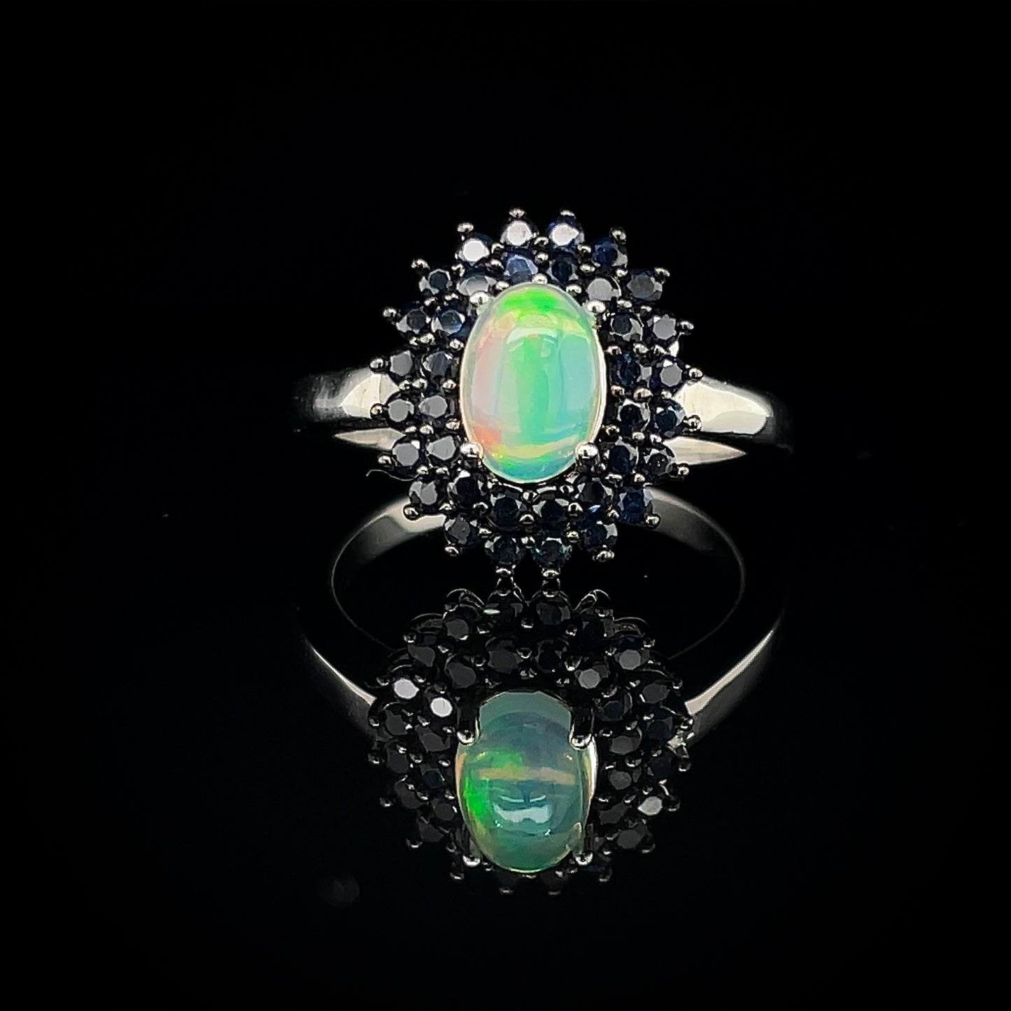 Small Opal & Sapphire Ring