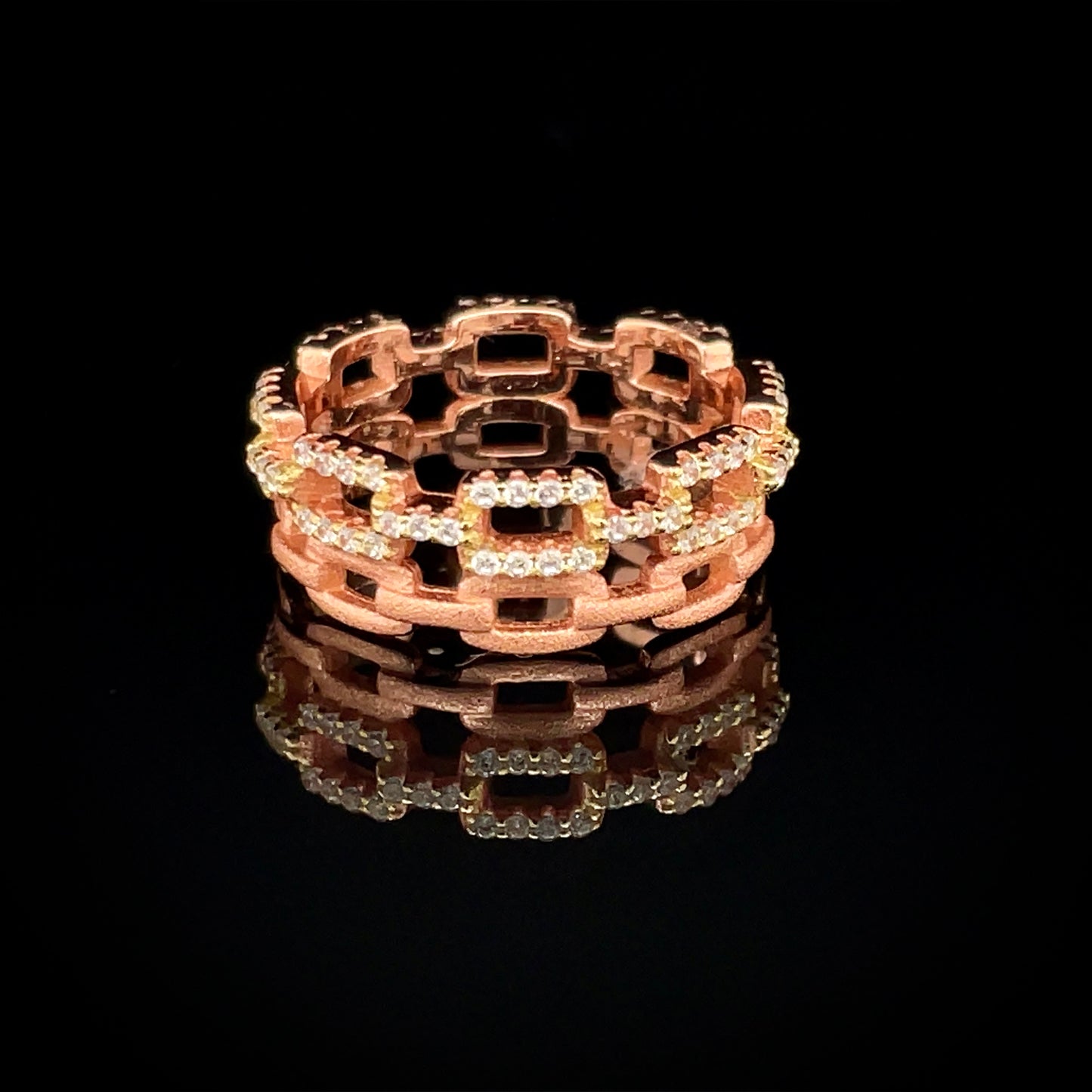 Double Band Chain Ring in Rose Gold