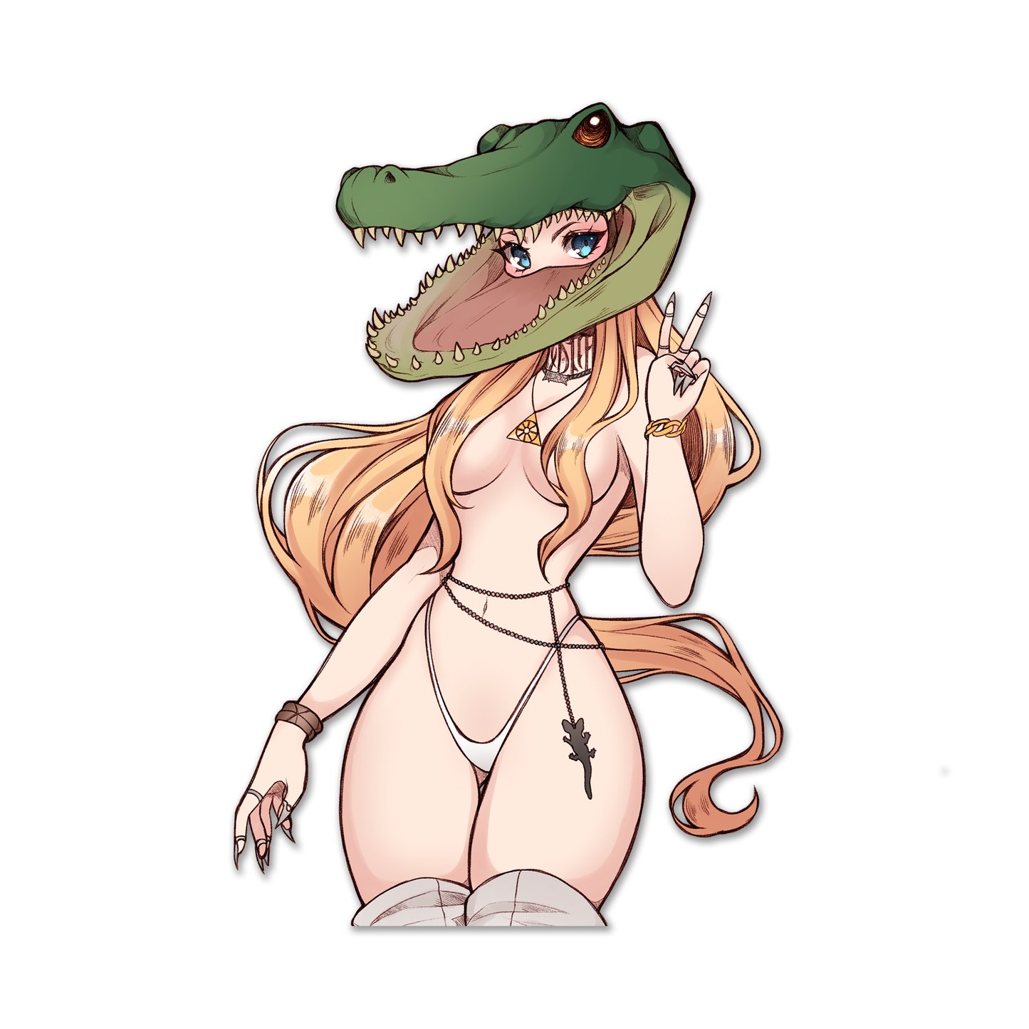 Alligator Jesus Anime Sticker